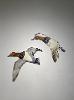 Two male Redhead Ducks in flight. Done in oil paint